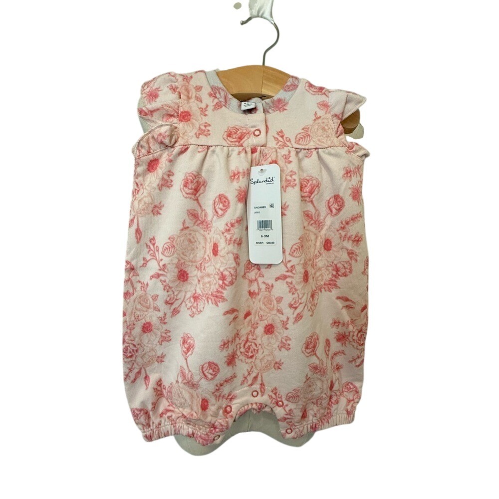 NWT Splendid Infant Girl's Floral Romper Ruffle Sleeve Rose Pink - 6-9 mos - Picture 4 of 5